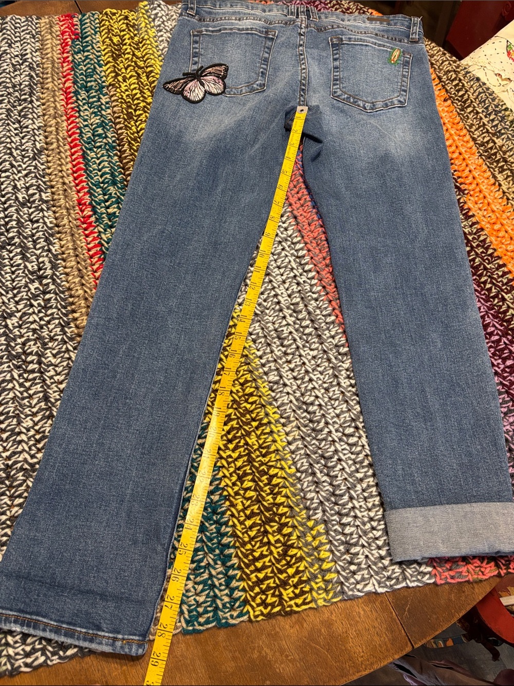 KUT from the kloth- Blue Embroidered Hummingbird & Rose Jeans Sz 6 - Picture 10 of 10